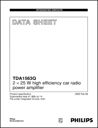 TDA1563Q/N1/S400 datasheet: 2 x 25 W high efficiency car radio power amplifier TDA1563Q/N1/S400