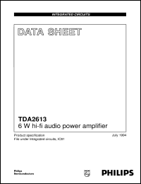 TDA2613/N1 datasheet: 6 W hi-fi audio power amplifier TDA2613/N1