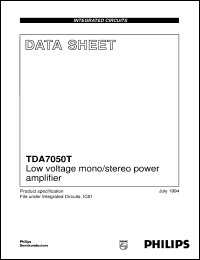 TDA7050T/N3 datasheet: Low voltage mono/stereo power amplifier TDA7050T/N3