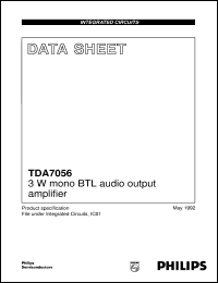 TDA7056/N1 datasheet: 3 W mono BTL audio output amplifier TDA7056/N1