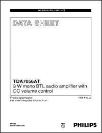 TDA7056AT/N2 datasheet: 3 W mono BTL audio amplifier with DC volume control TDA7056AT/N2