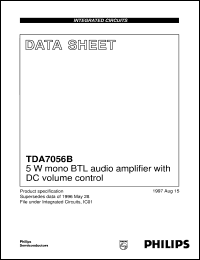 TDA7056B/N1/S5 datasheet: 5 W mono BTL audio amplifier with DC volume control TDA7056B/N1/S5