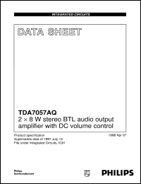 TDA7057AQ/N2/S1 datasheet: 2 x 8 W stereo BTL audio output amplifier with DC volume control TDA7057AQ/N2/S1