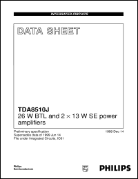 TDA8510J/N1 datasheet: 26 W BTL and 2 x 13 W SE power amplifiers TDA8510J/N1