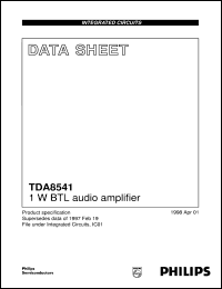 TDA8541/N1 datasheet: 1 W BTL audio amplifier TDA8541/N1