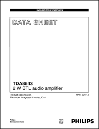 TDA8543T/N1 datasheet: 2 W BTL audio amplifier TDA8543T/N1