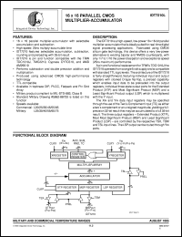 IDT7210L55G datasheet: 16x16 parallel CMOS multiplier-accumulator IDT7210L55G