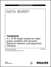 TDA8562Q/N1/S420 datasheet: 4 x 12 W single-ended car radio power amplifier with dynamic distortion detector and diagnostic interface TDA8562Q/N1/S420