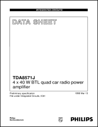TDA8571J/N1 datasheet: 4 x 40 W BTL quad car radio power amplifier TDA8571J/N1