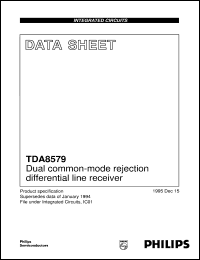 TDA8579/N1 datasheet: Dual common-mode rejection differential line receiver TDA8579/N1