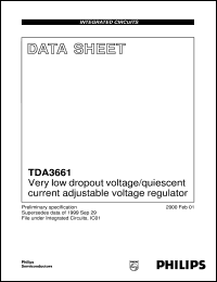 TDA3661 datasheet: Very low dropout voltage/quiescent current adjustable voltage regulator TDA3661