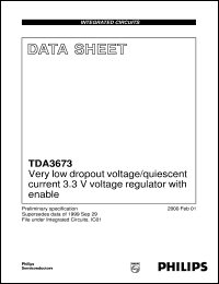 TDA3673 datasheet: Low dropout voltage/quiescent current 3.3 V voltage regulator with enable TDA3673