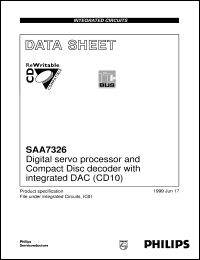 SAA7326H/M1 datasheet: Digital servo processor and Compact Disc decoder with integrated DAC (CD10) SAA7326H/M1