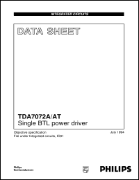 TDA7072A/N1 datasheet: Single BTL power driver TDA7072A/N1