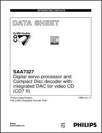 SAA7327H/M2A datasheet: Digital servo processor and Compact Disc decoder with integrated DAC for video CD (CD7 II) SAA7327H/M2A
