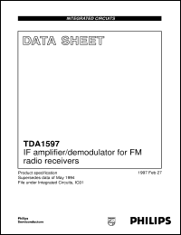 TDA1597/V1 datasheet: IF amplifier/demodulator for FM radio receivers TDA1597/V1