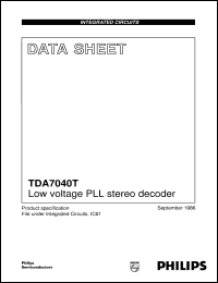 TDA7040T datasheet: Low voltage PLL stereo decoder TDA7040T