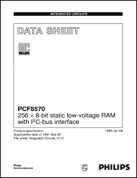 PCF8570U/10 datasheet: 256 x 8-bit static low-voltage RAM with I2C-bus interface PCF8570U/10