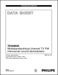 TDA9820 datasheet: Multistandard/dual channel TV FM intercarrier sound demodulator TDA9820