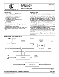 IDT6178S25D datasheet: CMOS static RAM 16K (4K x 4-bit) cache-tag RAM IDT6178S25D