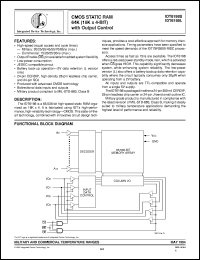 IDT6198L85YB datasheet: CMOS static RAM 64K (64K x 4-bit) IDT6198L85YB