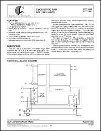 IDT7188S85DB datasheet: CMOS static RAM 64K (16K x 4-bit) IDT7188S85DB