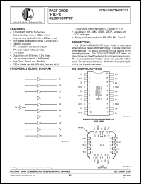 IDT54FCT807CTPY datasheet: Fast CMOS 1-to-10 clock driver IDT54FCT807CTPY