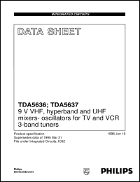 TDA5637T/C1 datasheet: 9 V VHF, hyperband and UHF mixers- oscillators for TV and VCR 3-band tuners TDA5637T/C1