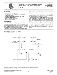 IDT71V509S50Y datasheet: 128K x 8 3.3V synchronous SRAM with ZBT and flow-through output IDT71V509S50Y