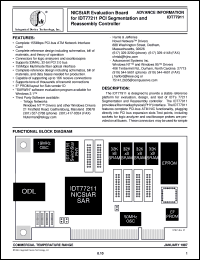 IDT77911 datasheet: NICStAR evaluation board for IDT77211 PCI segmentation and reassembly controller IDT77911