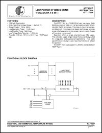 IDT71T024L200PZI datasheet: Low power 2V CMOS SRAM 1 meg (128K x 8-bit) IDT71T024L200PZI