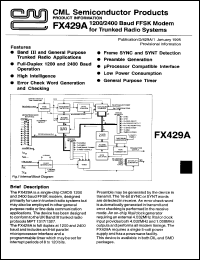 FX429AJ4 datasheet: 1200/2400 Baud FFSK modem for trunked radio system FX429AJ4
