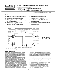 FX019DW datasheet: Digitally controlled quad amplifier array FX019DW