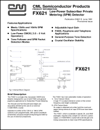 FX621P datasheet: Low-power subscriber private metering (SRM) detector FX621P