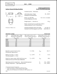 B250S datasheet: Surface mount Si bridge rectifier B250S