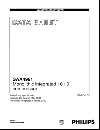 SAA4981/V1 datasheet: Monolithic integrated 16 : 9 compressor SAA4981/V1
