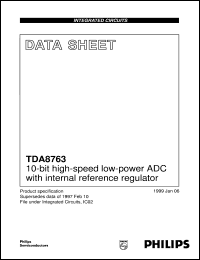 TDA8763M/3/C3 datasheet: 10-bit high-speed low-power ADC with internal reference regulator TDA8763M/3/C3