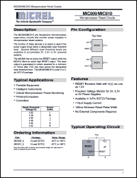 MIC809U datasheet: Microprocessor Reset Circuits MIC809U