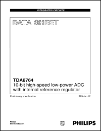 TDA8764TS/8/C1 datasheet: 10-bit high-speed low-power ADC with internal reference regulator TDA8764TS/8/C1