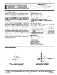 LM4041CIM3-ADJ datasheet: Precision Micropower Shunt Voltage Reference LM4041CIM3-ADJ