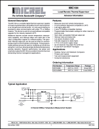 MIC184BM datasheet: Local/Remote Thermal Supervisor MIC184BM