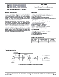 MIC184BMM datasheet: Local/Remote Thermal Supervisor MIC184BMM