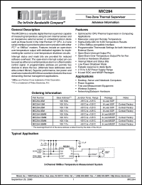MIC284-1BM datasheet: Two-Zone Thermal Supervisor MIC284-1BM