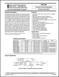 MIC284-2BMM datasheet: Two-Zone Thermal Supervisor MIC284-2BMM