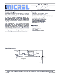MIC2754-LBM5UEL datasheet: Power Supply Supervisors MIC2754-LBM5UEL