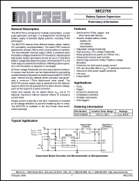 MIC2755BMM datasheet: Battery System Supervisor MIC2755BMM
