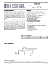 MIC2775-XXBM5 datasheet: Micro-Power Voltage Supervisor MIC2775-XXBM5