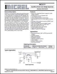 MIC2777-XXBM5 datasheet: Micro-Power Voltage Supervisor MIC2777-XXBM5