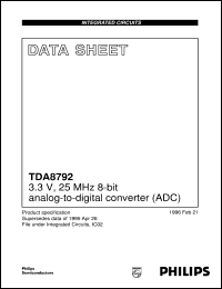 TDA8792M/C2/R1 datasheet: 3.3 V, 25 MHz 8-bit analog-to-digital converter (ADC) TDA8792M/C2/R1