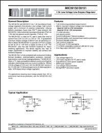 MIC39151-1.8BT datasheet: 1.5A Low-Voltage Low-Dropout Regulator MIC39151-1.8BT